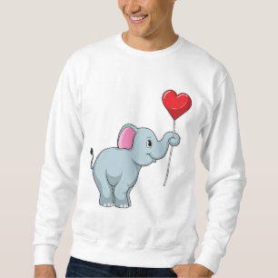 Elefant med hjärtballong lång ärmad tröja