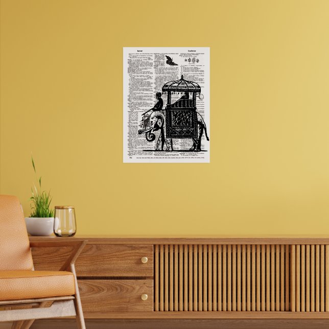 Elefant med Howdah-ordbokskonst Poster (Vardagsrum 2)