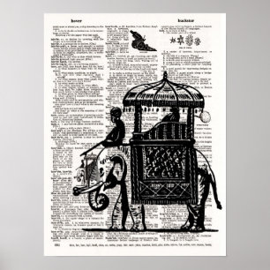 Elefant med Howdahordbokkonst Poster