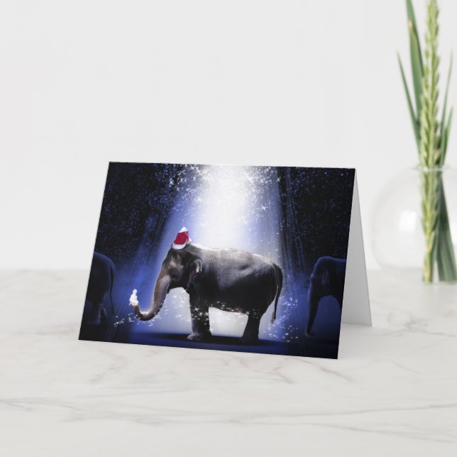 ELEFANT MED jultomtehatt Vikt julkort Kort (Framsida)