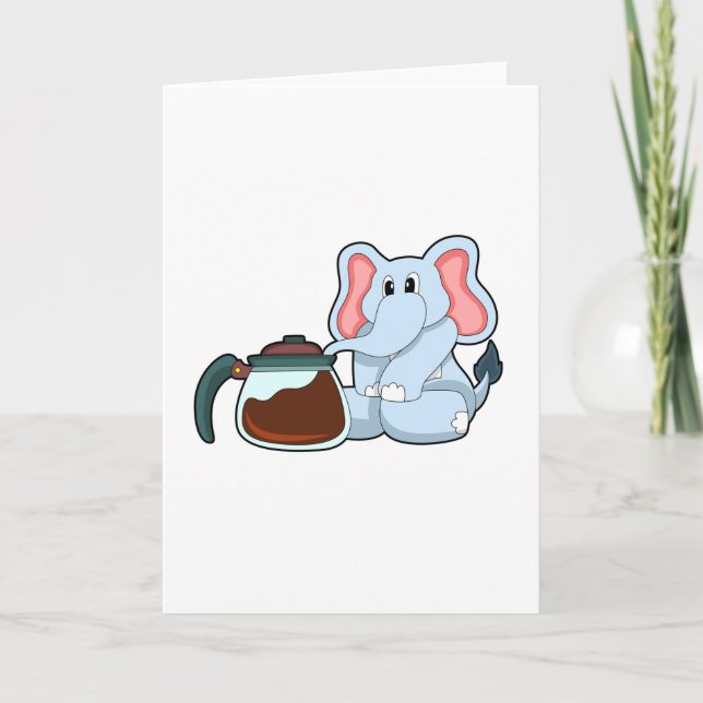 Elefant med kaffekanna kort (Framsida)