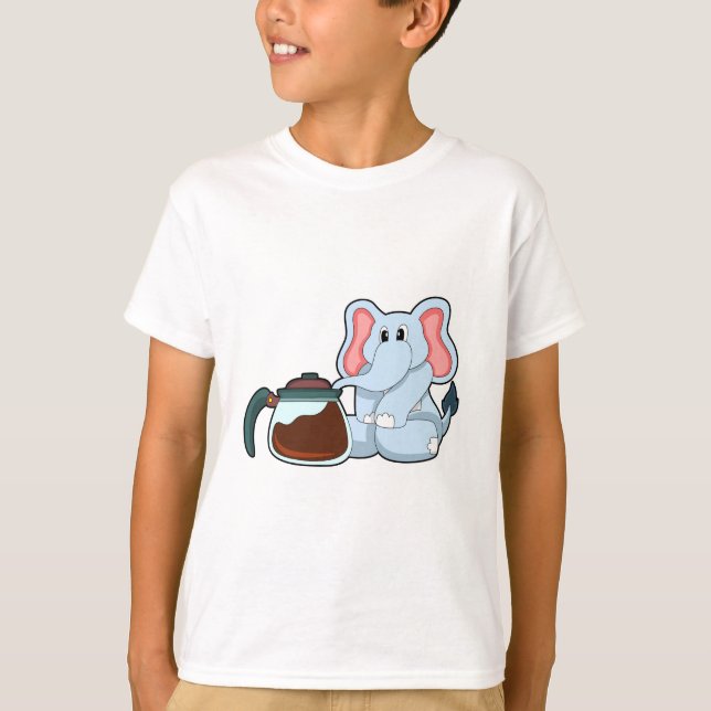 Elefant med kaffekanna t shirt (Framsida)