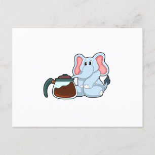Elefant med kaffekanna vykort