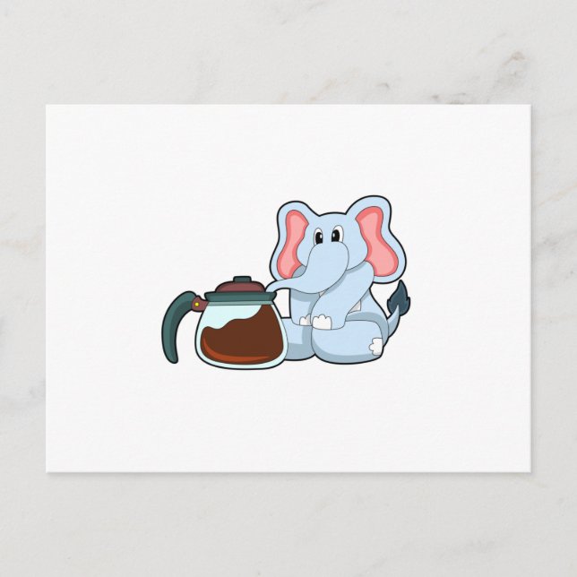 Elefant med kaffekanna vykort (Framsida)