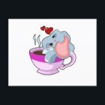 Elefant med kaffekopp vykort<br><div class="desc">Denna design är den perfekta presenten för en födelsedag, jul och andra firanden. Den är lämplig för kvinnor, män och barn.</div>