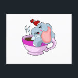 Elefant med kaffekopp vykort<br><div class="desc">Denna design är den perfekta gåvan för en födelsedag,  jul och andra firanden. Den är lämplig för kvinnor,  män och barn.</div>