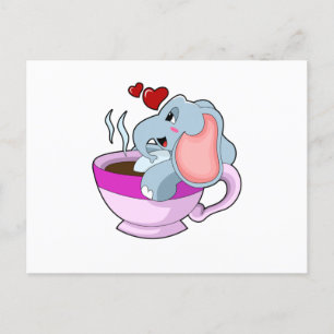 Elefant med kaffekopp vykort