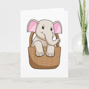 Elefant med korg kort