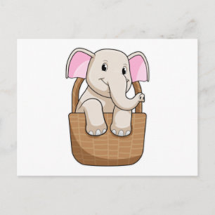 Elefant med korg vykort
