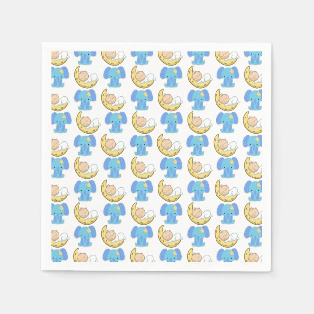 Elefant med Måne Baby Design Pappersservett (Framsidan)
