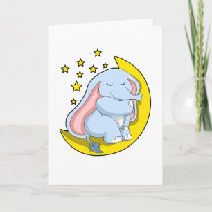 Elefant med måne och stjärnor kort