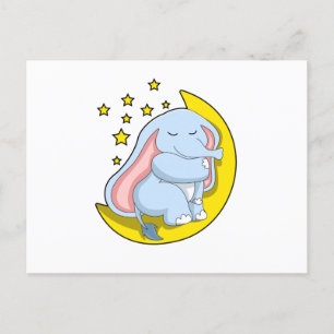 Elefant med måne och stjärnor vykort
