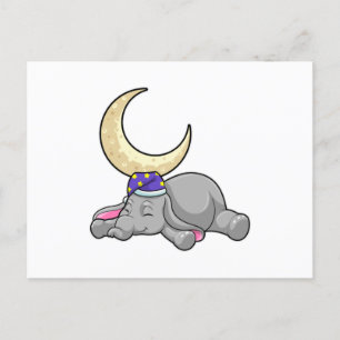 Elefant med måne vykort