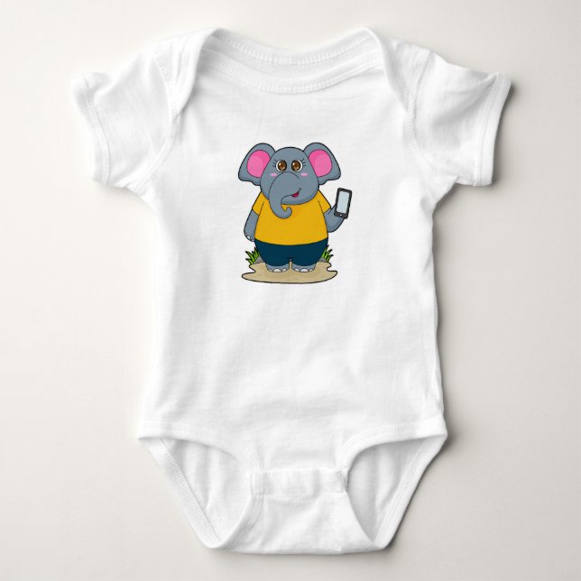 Elefant med mobil t shirt (Framsida)