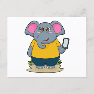 Elefant med mobil vykort