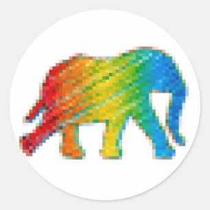 Elefant med pixlar runt klistermärke