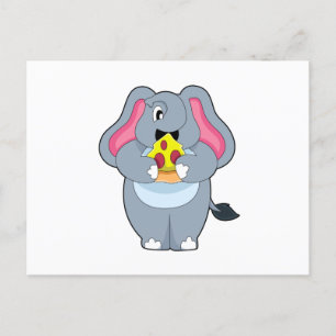 Elefant med Pizza Vykort