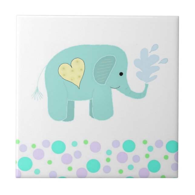 Elefant med prickar kakelplatta (Framsidan)