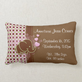 Elefant med rosor & bruntplädbakgrund lumbarkudde