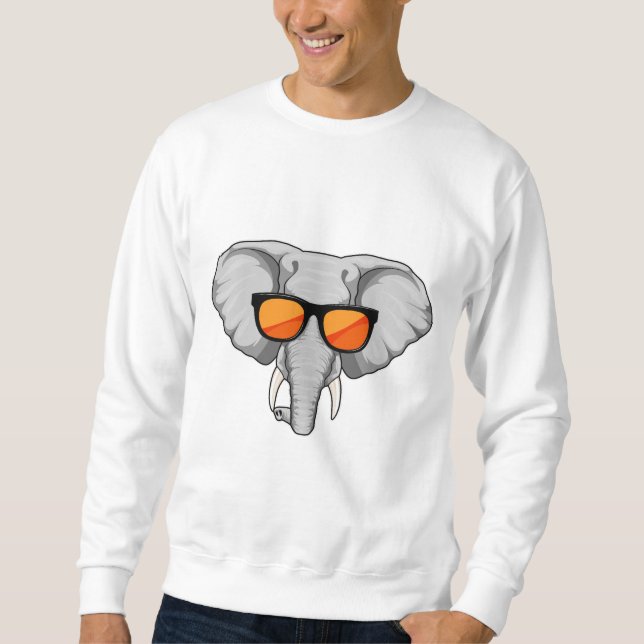 Elefant med solglasögon lång ärmad tröja (Framsida)