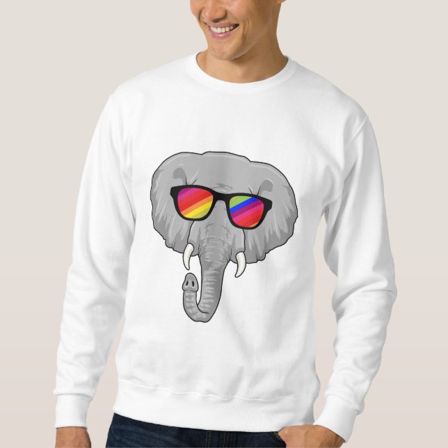 Elefant med solglasögon lång ärmad tröja (Framsida)