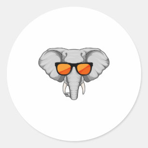 Elefant med solglasögon runt klistermärke