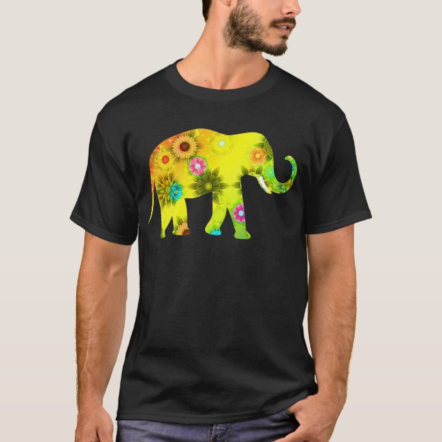 Elefant med stammen upp blom- elefant tröja (Framsida)