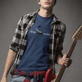 elefant med sten guitar i sin trunk, rocki tee shirt