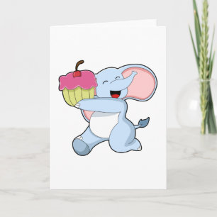Elefant med tårta kort