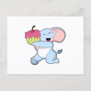 Elefant med tårta vykort