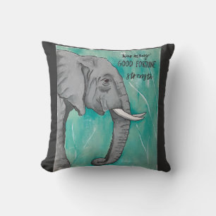 Elefant med tealbakgrund kudde
