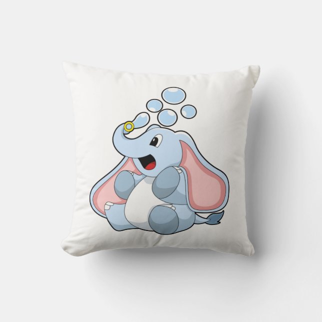 Elefant med Vatten bubblor Kudde (Framsida)