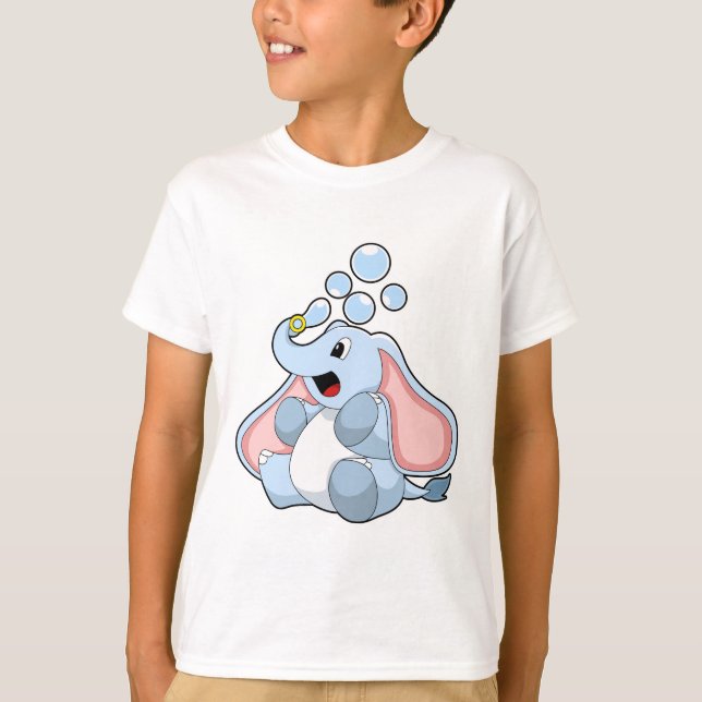 Elefant med Vatten bubblor T Shirt (Framsida)