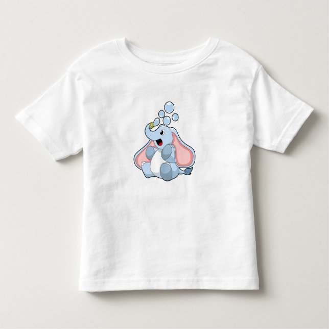 Elefant med Vatten bubblor T Shirt (Framsida)