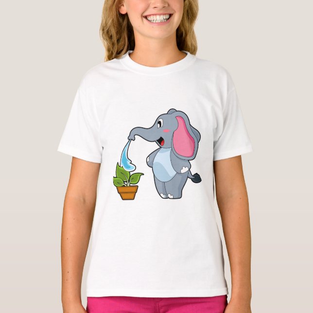 Elefant med växt t shirt (Framsida)