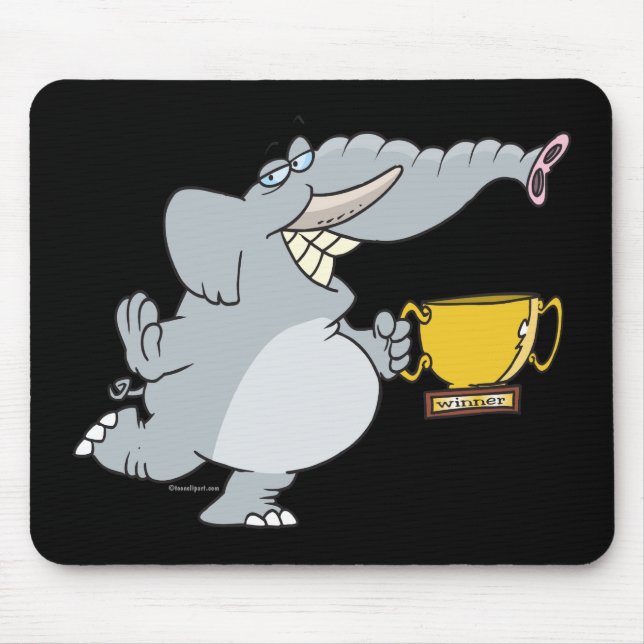 elefant med vinnartrofé seriefigur musmatta (Framsidan)