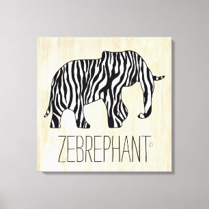 Elefant med Zebra ränder + dina idéer Canvastryck