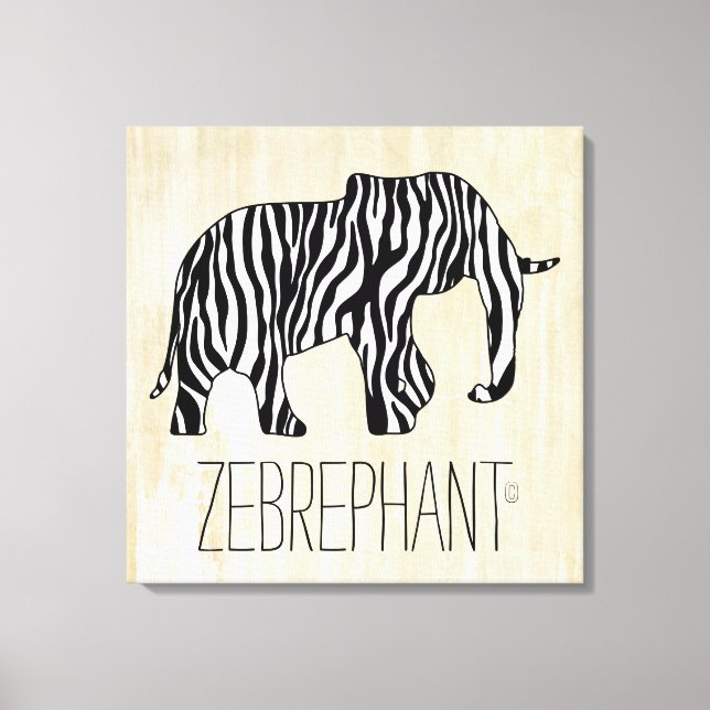 Elefant med Zebra ränder + dina idéer Canvastryck (Framsida)