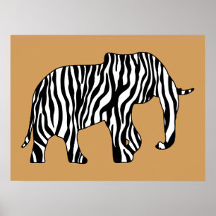 Elefant med Zebra ränder + dina idéer Poster