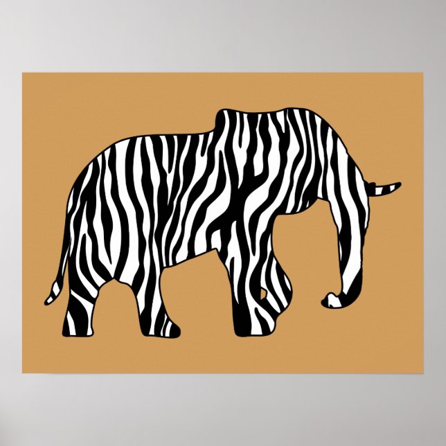 Elefant med Zebra ränder + dina idéer Poster (Framsidan)