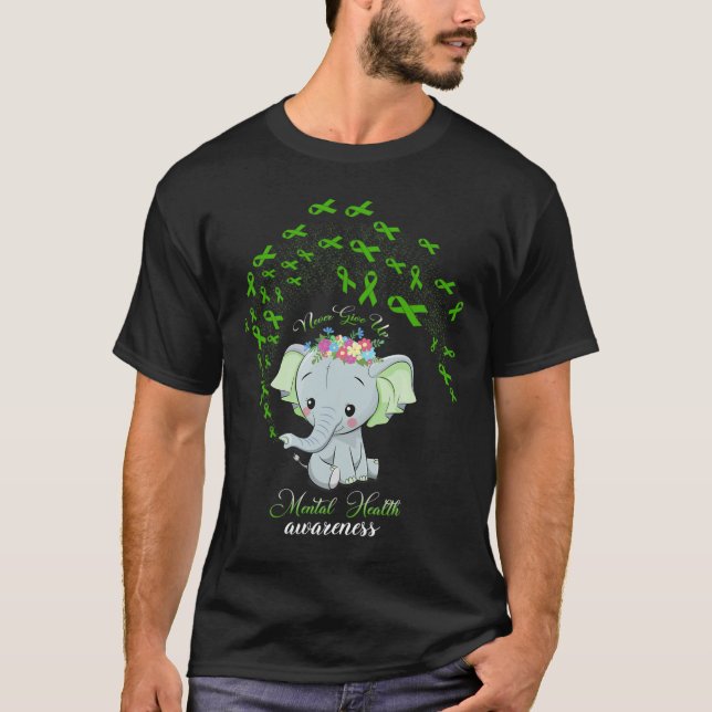 Elefant Mental Hälsa Medvetenhet Gåva Warrior Män  T Shirt (Framsida)