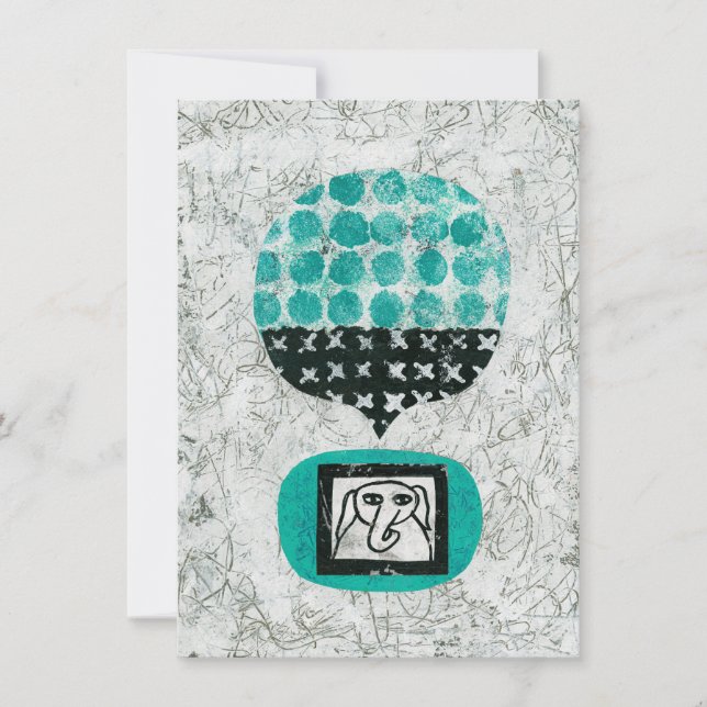 Elefant-minnen, hälsningskort kort (Framsida)