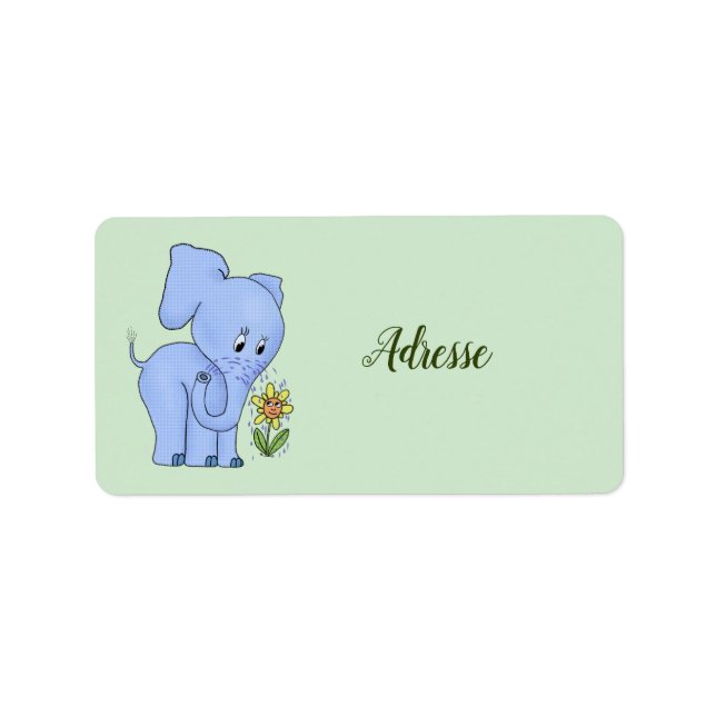 Elefant mit Blume Adressetikett (Framsidan)