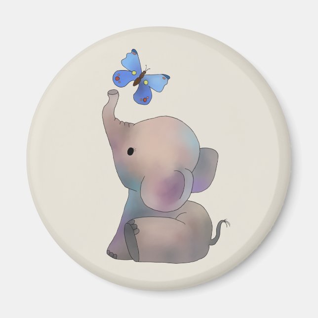 Elefant mit Schmetterling Magnet (Framsidan)