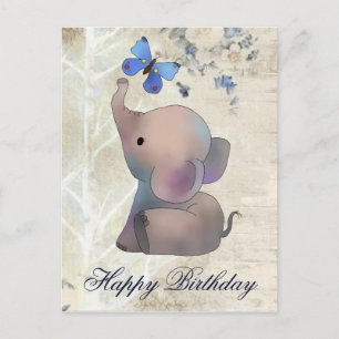 Elefant mit Schmetterling Vykort
