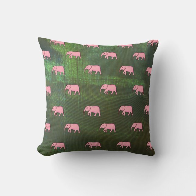 Elefant Modern Baby för barn Rosa Grönt Kudde (Framsida)