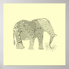 Elefant Mönster Konsttryck Affisch