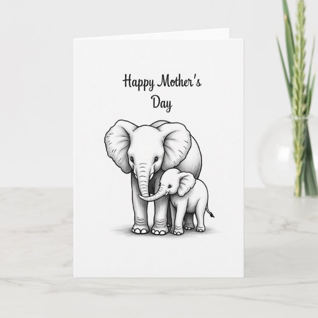 Elefant Mors Dag Skisskort Kort (Framsida)