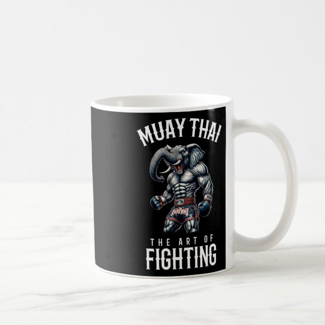 Elefant Muay Thai - Kickboxning och elefant thaibo Kaffemugg (Höger)