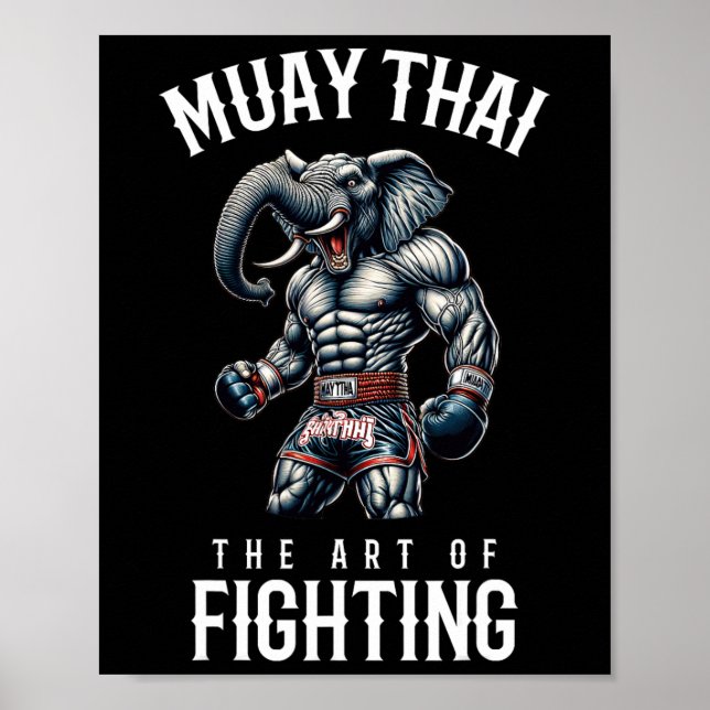 Elefant Muay Thai - Kickboxning Och Elefant Thaibo Poster (Framsidan)